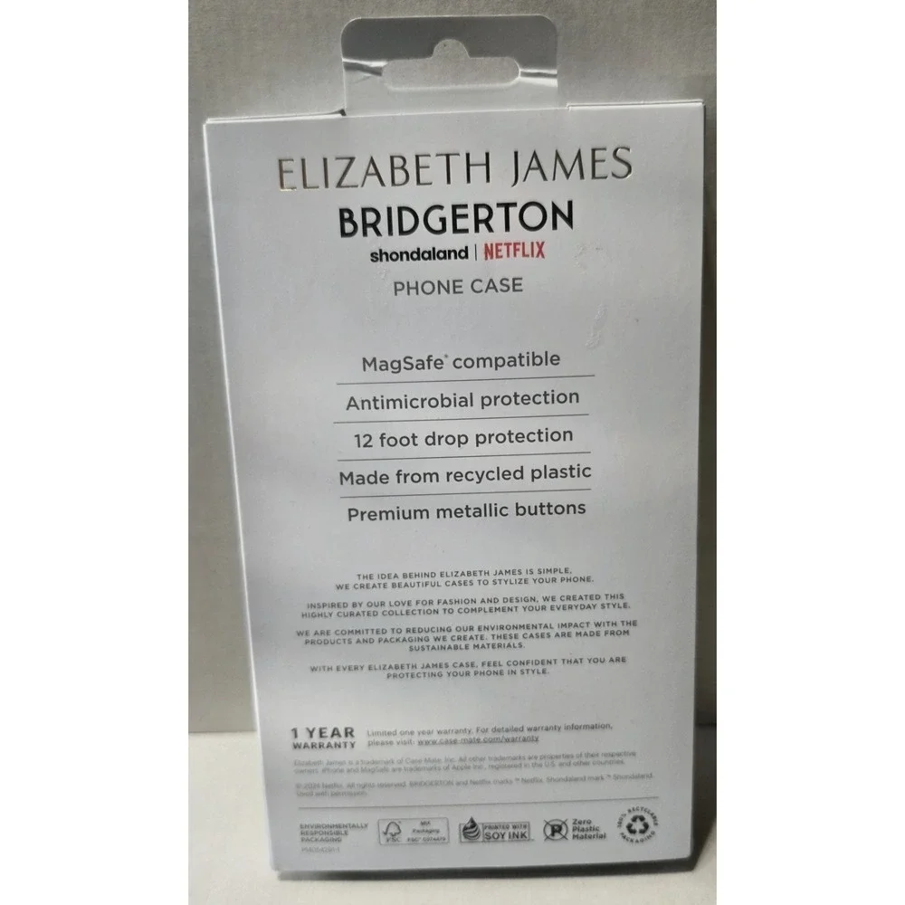 Elizabeth James Bridgerton iPhone 15 Pro Max MagSafe Phone Case Floral Clear...